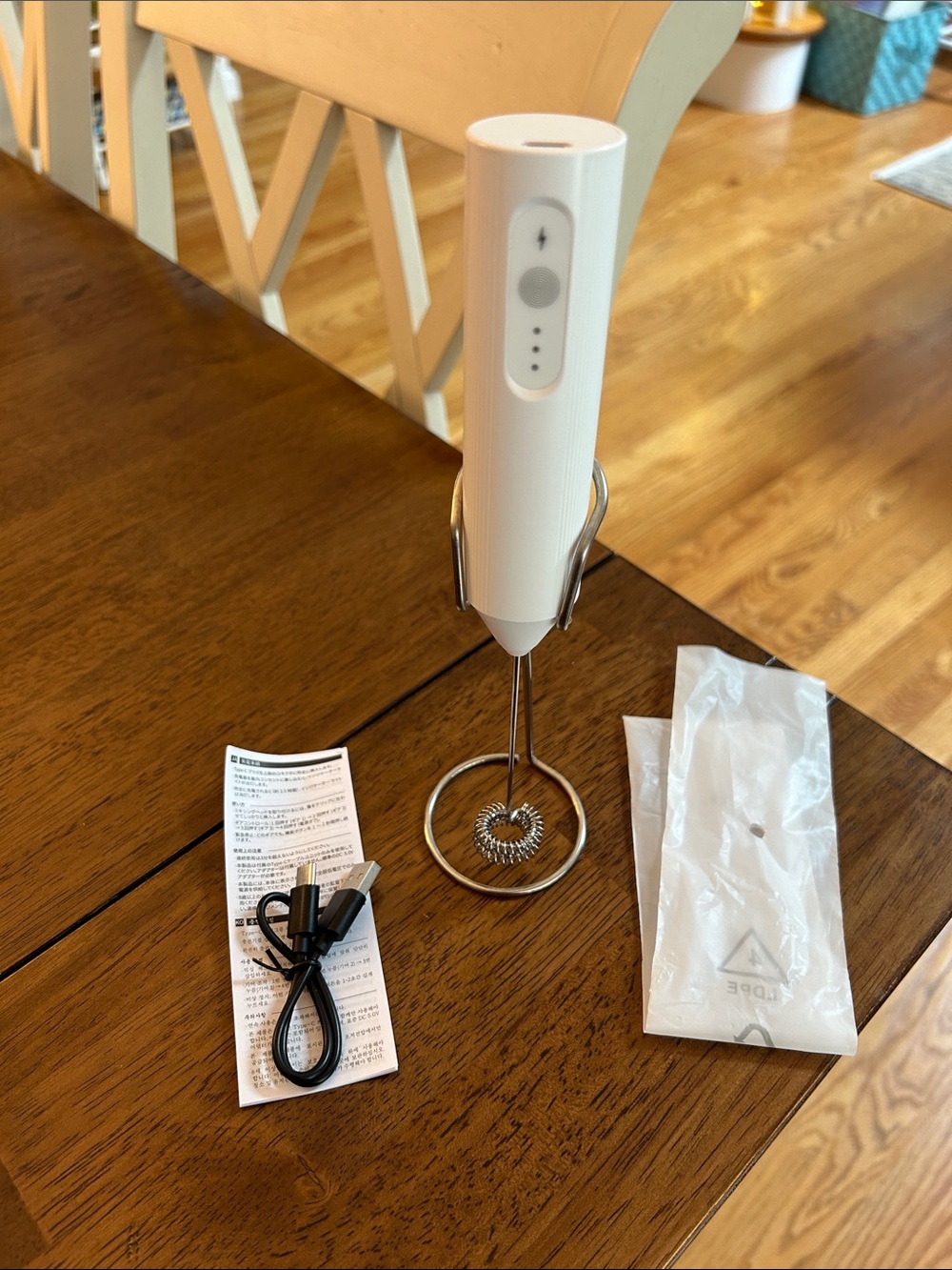 Handheld Electric Milk Frother - White